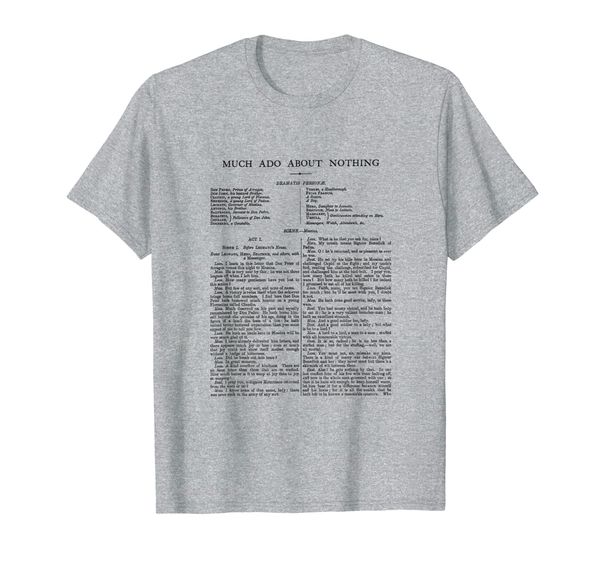 

much ado about nothing william shakespeare first page t-shirt, White;black