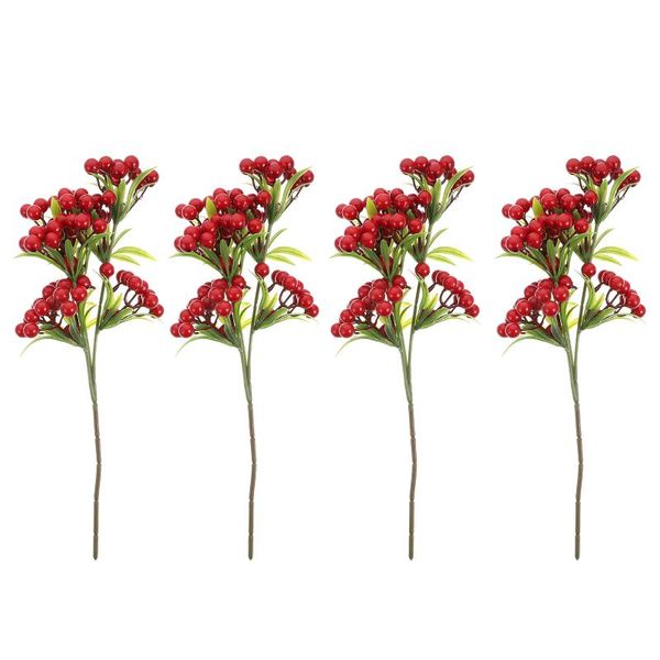 

decorative flowers & wreaths 4pcs diy home decorations xmas simulated red fruit inserting branch arrangement