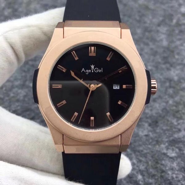 

wristwatches men watch automatic mechanical stainless steel glass back brown leather rubber rose gold grey blue black, Slivery;brown