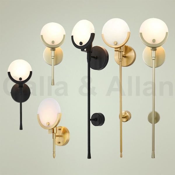 

wall lamps american style simple bedside lamp, nordic living room light aisle corridor stairs bedroom all copper lamp