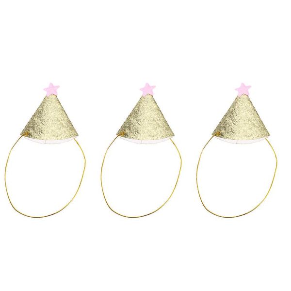 

party hats 5 pcs baby birthday crown glitter cone triangle shower decorations (star/