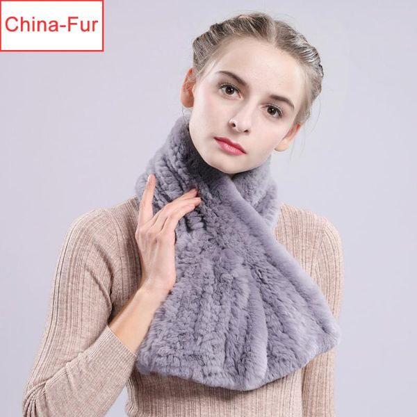 

scarves 2021 style women winter warm real rex fur scarf 100% soft neckerchief knitted, Blue;gray
