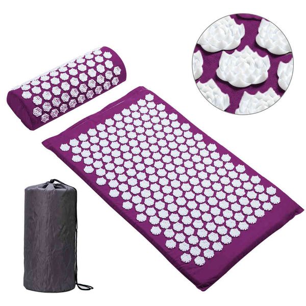 

yoga lotus acupressure pillow acupuncture mats massage cusion carpet back pain relief backache massager relaxtion body