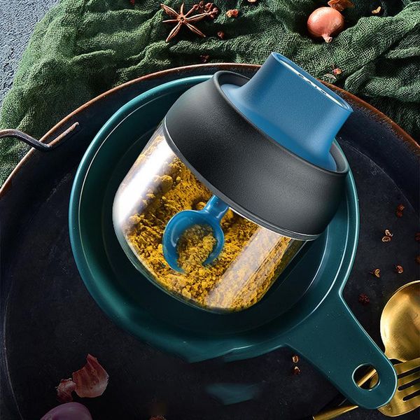 

storage bottles & jars seasoning jar household labelled moisture-proof lid spoon integrated multifunctional bottle brush oiler