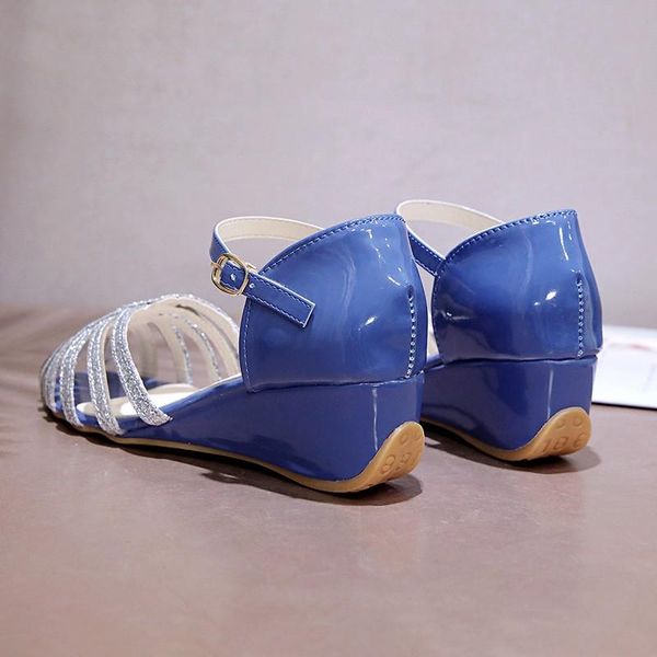 

sandals ankle strap fashion hollow out sequin drop shoes women summer wedge ladies high heels gladiator sadndalias mujer, Black