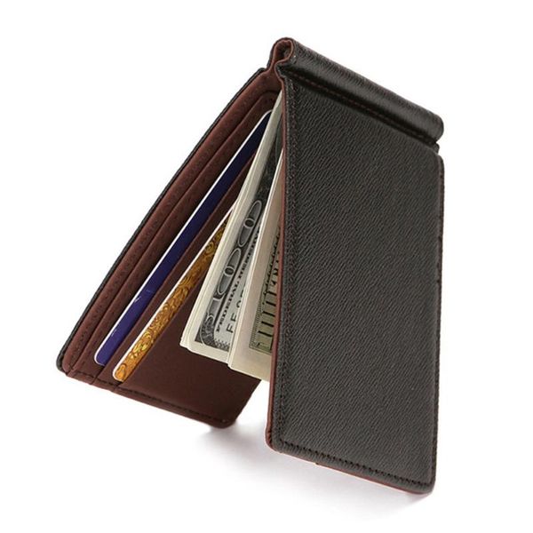 

wallets men leather wallet short skin purses pu money clips sollid thin for holder, Red;black