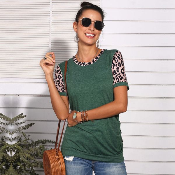 

2021 new women summer shirts fashion leopard short sleeve casual tees plus size streetwear t-shirt camisas mujer hzda, White