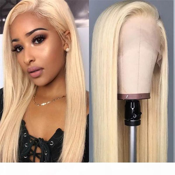 

cheop silk straight 613 blonde lace front wig full lace human hair wigs pre plucked hairline with baby hair brazilian remy hair 8~20inches, Black;brown