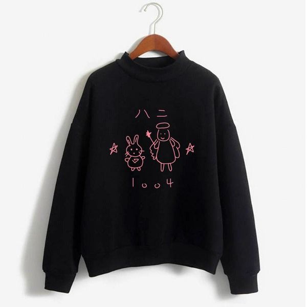 

women's hoodies & sweatshirts rock cartoon stick figure casual sweatshirt stitch oversize harajuku hooded autumn winter kawaii clothes, Black