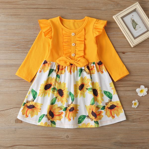 

2021 new spring autumn baby girls es children clothes long sleeve suower printing crew neck casual lively kids costumes 7ubn, Red;yellow