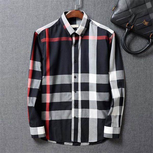 

2021 luxury designer fashion men's shirts long sleeve business casual brand spring slim shirt -3xl#107, White;black