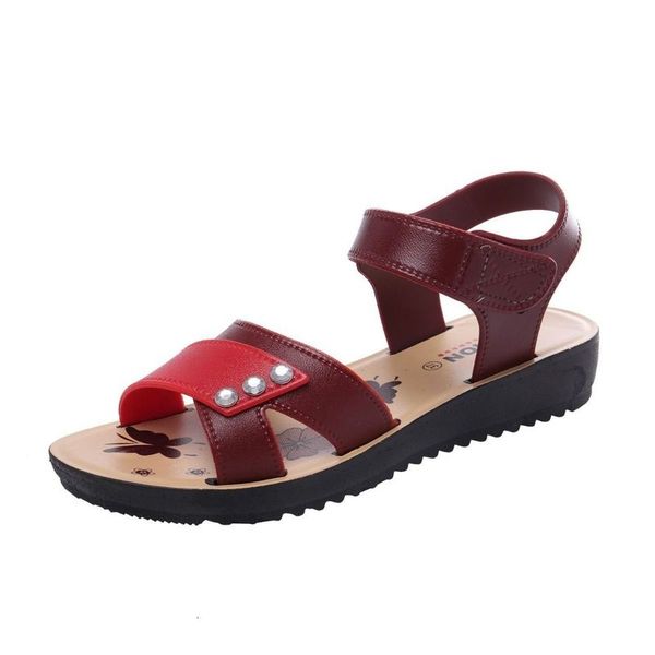 

sandals summer mom soft soled women's middle aged and elderly mom shoes non slip comfortable women's shoes, Black