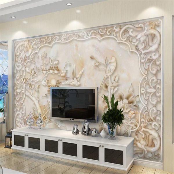 

wallpapers po wallpaper european style 3d stereo flower murals living room tv sofa bedroom background wall luxury home decor papers