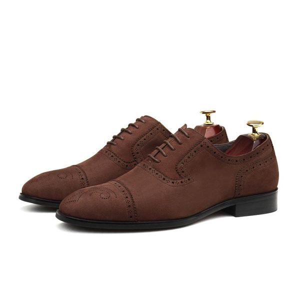 

dress shoes large size eur45 black / deep brown pointed toe business nubuck leather oxfords mens