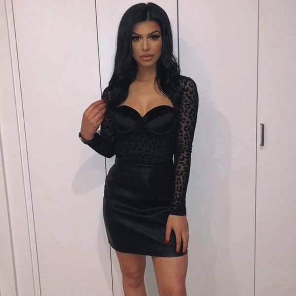 

women's jumpsuits & rompers all black o nekc long sleeve skinny tight club party lady fashion sheath bodysuits, Black;white