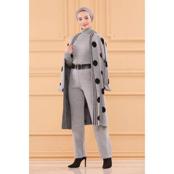 

ethnic clothing triple knitwear set hijab islamic muslim trend 100% acrylic fabric dress women abaya kaftan modest abayas for, Red
