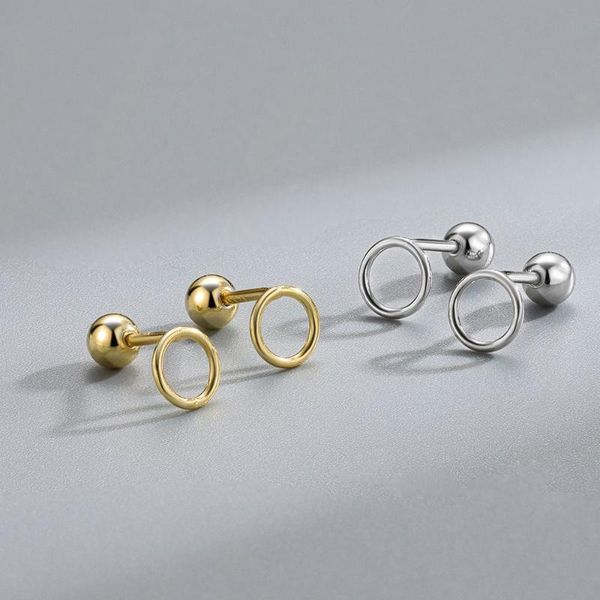 

stud fashion fine round piercing earrings mini screw stainless steel for women wedding jewelry, Golden;silver