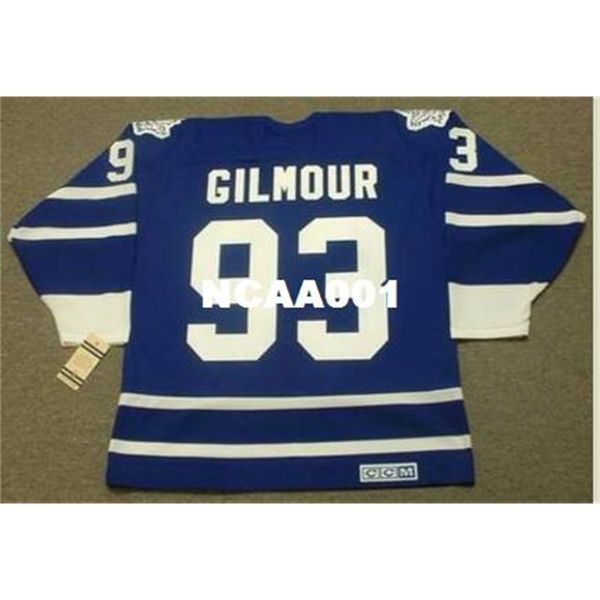 

001s #93 doug gilmour toronto maple leafs 1995 ccm vintage home hockey jersey or custom any name or number retro jersey, Black