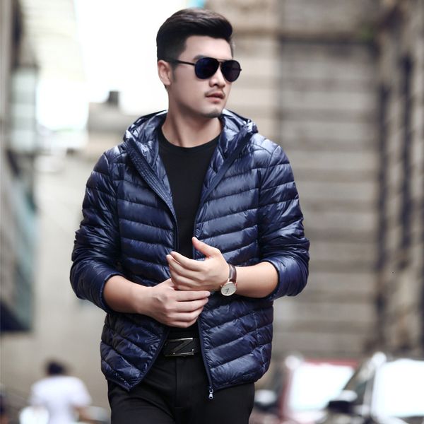 

90% white duck dogs hooded ultra light down jassen warm outdoor jas parka men outdoors winter herfst coat, Black