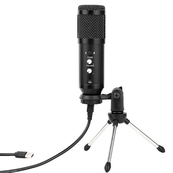 

usb condenser microphone set home portable live broadcast karaoke computer game wired microphone with tripod black