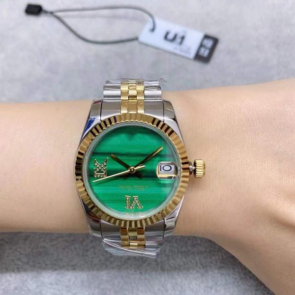 ST9 Aço Dois Tons Dourado Verde Romano Mostrador Limitado 31mm Mecânico Automático Relógios de Pulso Femininos Pulseira Jubileu Safira Movimento Relógios Femininos