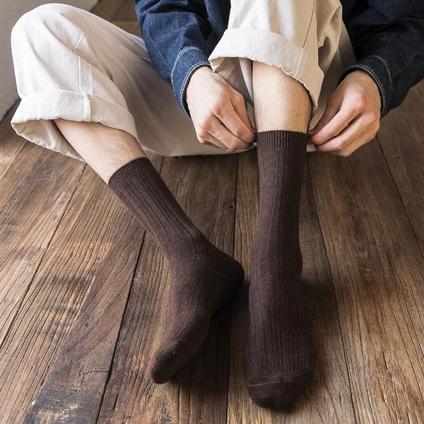 

salina men's socks winter and spring short tube new year solid color pattern mercerized wool leisure sports comfortable jllbad, Black