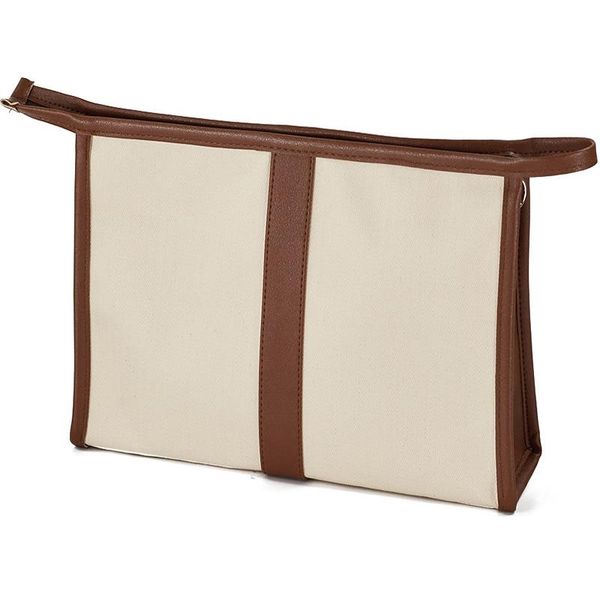 

fine canvas pu skin stitching hand-held makeup bag women cosmetic bag women portable toiletries wash travel
