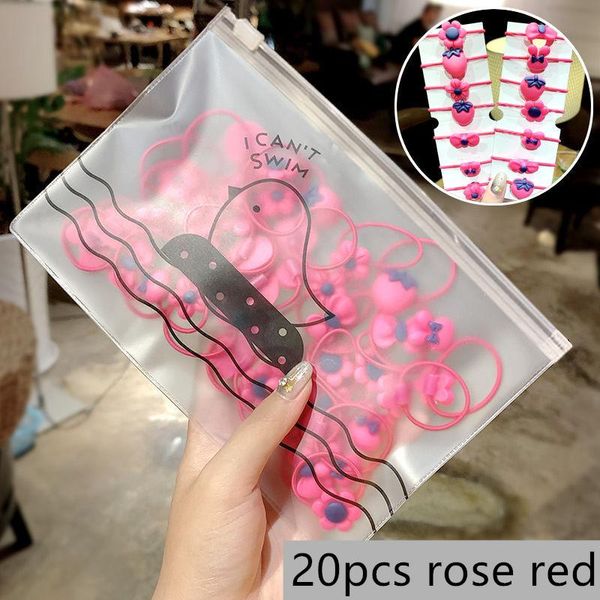 

200/500pcs children's hair rope flowers fruit decoration simple solid color rubber band high elasticity not hurt hair set, Slivery;white