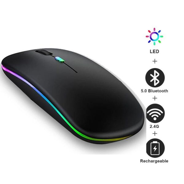 

mice wireless mouse rechargeable rgb bluetooth 2.4g silent lapgaming gamer for computer led backlit
