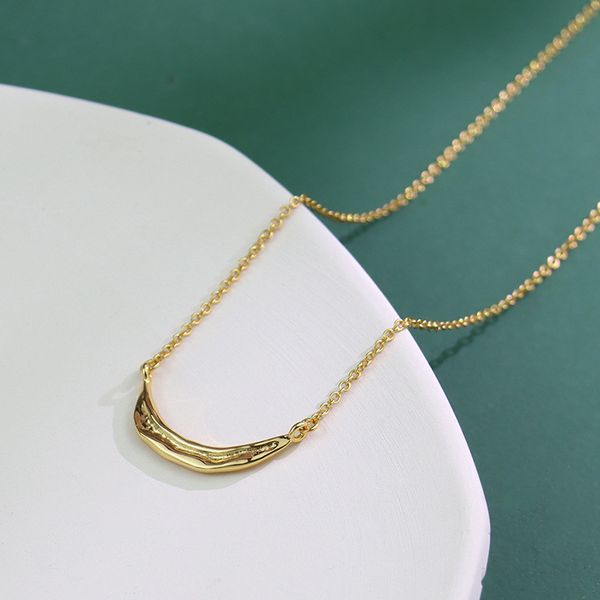 

autumn and winter s925 sterling silver necklace korean version ins niche simple moon necklace q0531