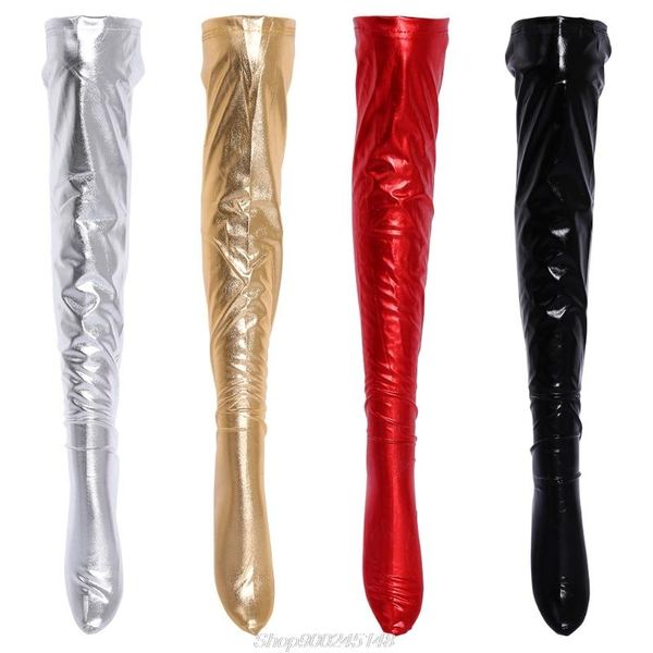 

womens over knee socks faux leather pants casual long overknee pantyhose s04 20 dropship, Black;white