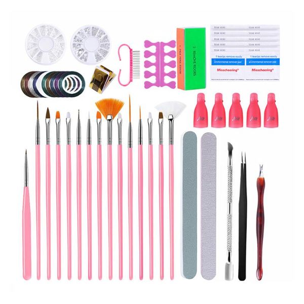 

nail art kits diy tools set painting brushes polish remover clip kit manicure tapes finger separators sequins