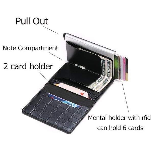 

bycobecy business card holder 2020 slim rfid wallet hasp aluminum credit card wallet metal credit mini smart men pu qylnek