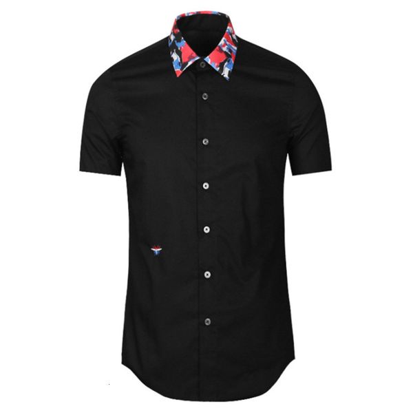 

men's casual shirts classic cotton men's shirt, short sleeve bee embroidery and needle, luxury, fashion, in 2021, a54, White;black