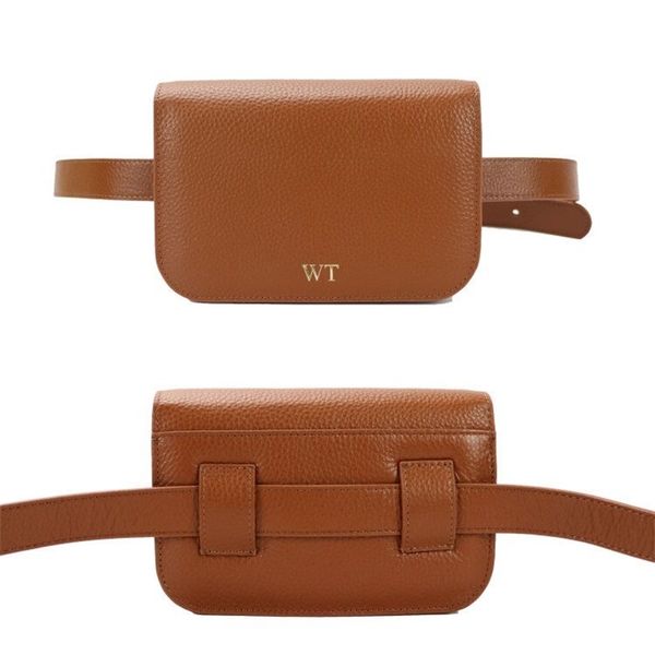

women customized genuine leather waist bag lady fanny fashion belt 210911