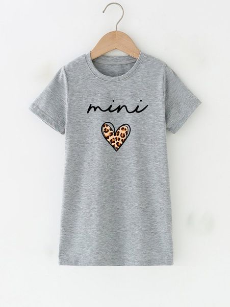 

girls 1pc letter & heart print tee dress she, Red;yellow