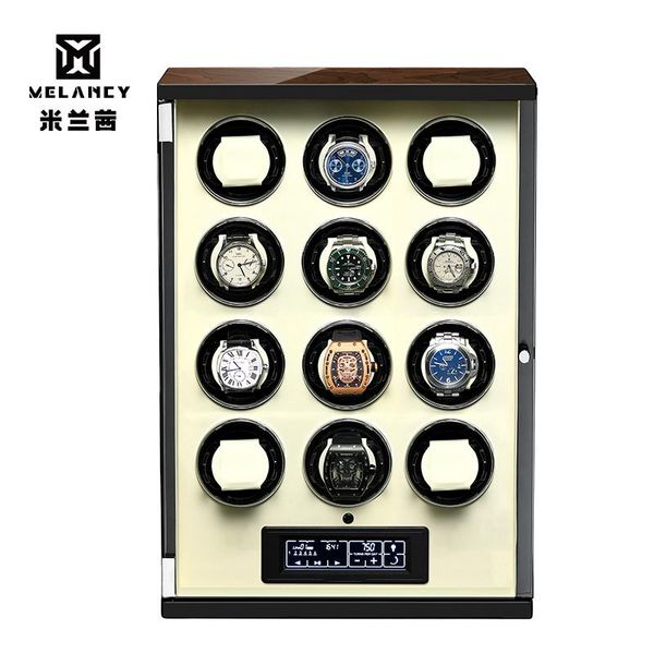 

watch boxes & cases au/eu/us/uk automatic winder single head for 12 watches black durable five modes storage case box, Black;blue