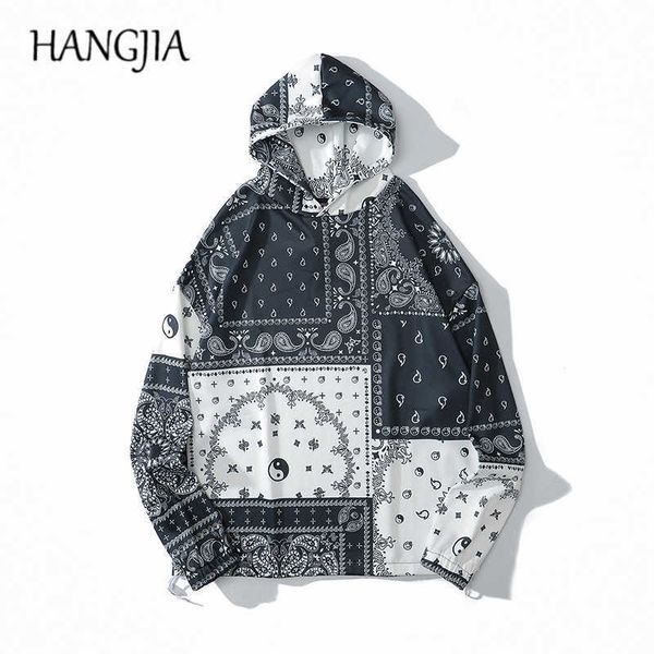 

hip hop streetwear cashew printing hoodies harajuku paisley floral sweatshirt retro hoodies and sweatshirts men women clothing c0607, Black