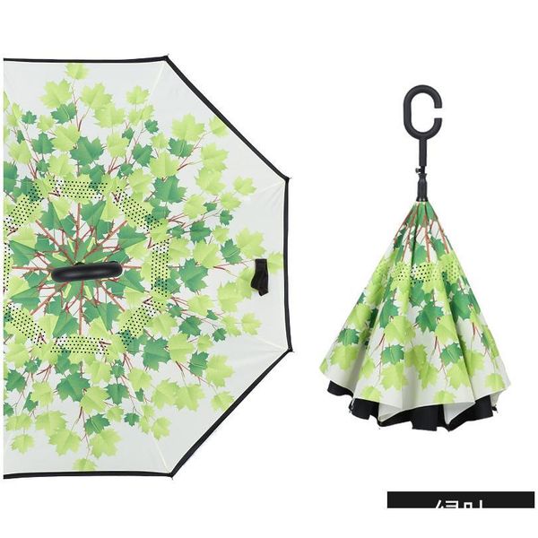 

long handle c chuva umbrella self stand inside windproof reverse folding rain protection c-hook hands car double layer qyltsv