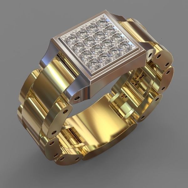 

mens and womens ring cao shi's zirconium diamond strap men's creative fashion hip hop jewelry, Golden;silver