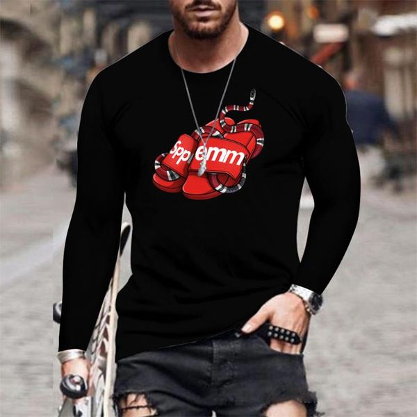 

men's t-shirts 2021 summer 3d gu classic harajuku print round neck long sleeve casual t-shirt xl, White;black