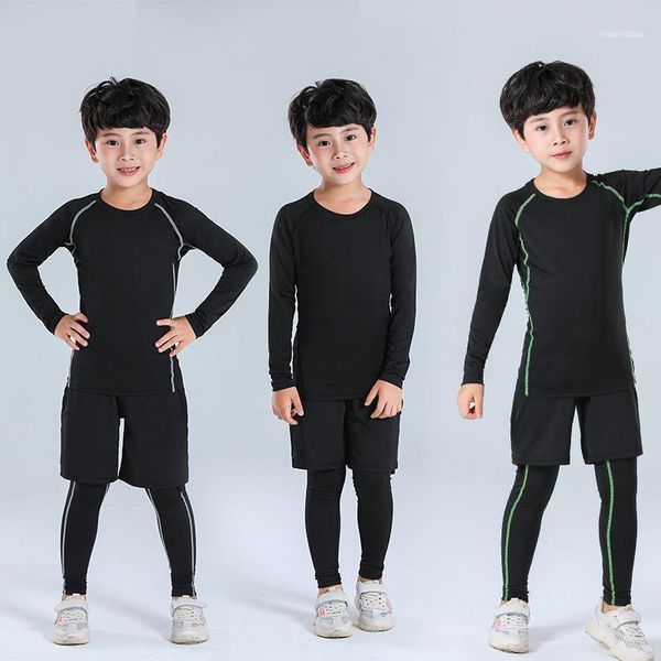 

running sets kids sports set 2021 men sport suit jogging basketball underwear sportswear gym tights soccer tracksuit training clothes1, Black;blue