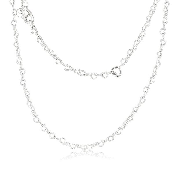 Echte 925 Sterling Silber Halsband Kette Halsketten Verbundene Herzen Silber Halskette für Frauen Party Geschenk Edlen Schmuck collier Q0531