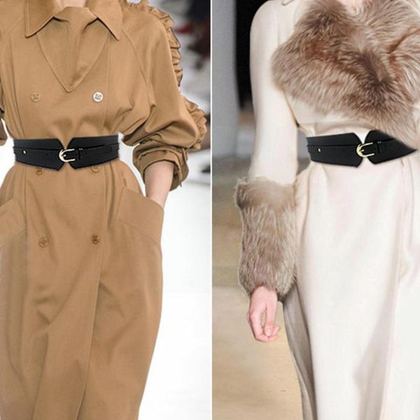 

belts womens elastic leather wide belt fashion pin buckle wedding female accessories girls party jewelry style gift black girdle l1c5, Black;brown