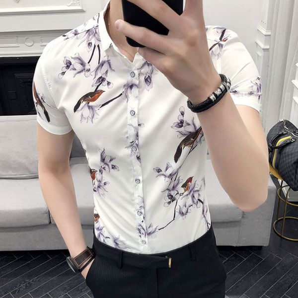 

2021 new stylish for men casual ropa para short sleeve camisa floral masculina designer club shirt p86x, White;black