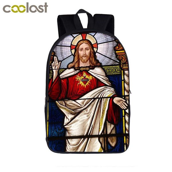 

backpack vintage jesus colorful painting students women men casual travel bags children school mochila feminina