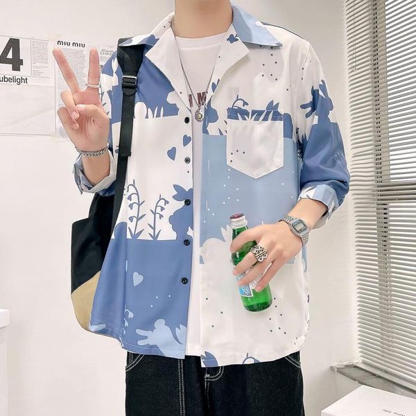 

men's casual shirts men clothing 2021 japanese style shirt trendy brand loose retro all-match high-quality camisas para hombre, White;black