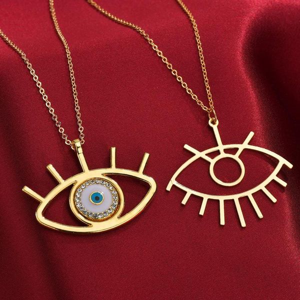 

pendant necklaces turkey men women amulet blue evil eye shaped jewelry, Silver