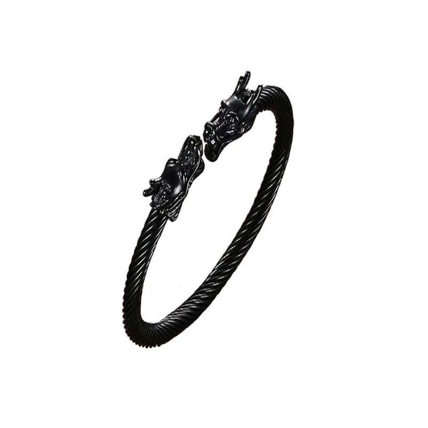 

bangle trendy chinese faucet open bracelet classic fashion men's exquisite jewelry gift, Black