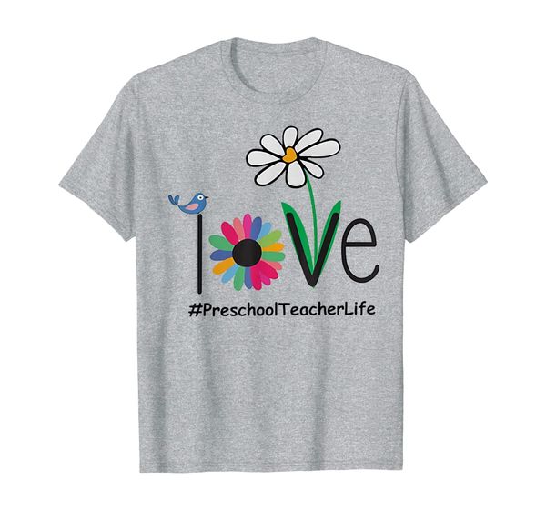 

bird daisy love preschool teacher life shirt, White;black